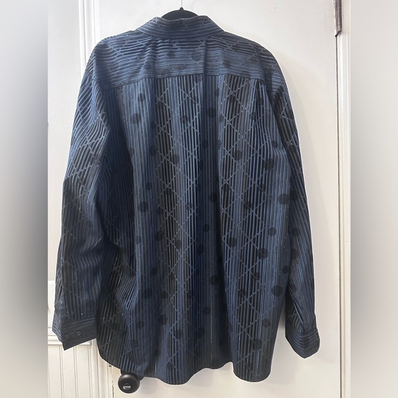 Pronti Collection by Phita Men’s XXL Blue Black Shiny Disco Party Shirt - Picture 3 of 12